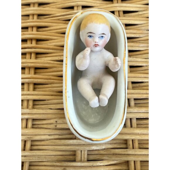 Antique 1880s German Miniature Bisque Porcelain Bath Baby - Picture 6 of 7